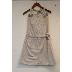 A.P.C. Womens Small Ivory Halter Dress Drawstring Waist Twill Grid Mini